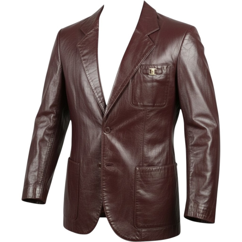 Vintage Dark Academia 1970s Etienne Aigner Blazer Oxblood Brown Leather Lined